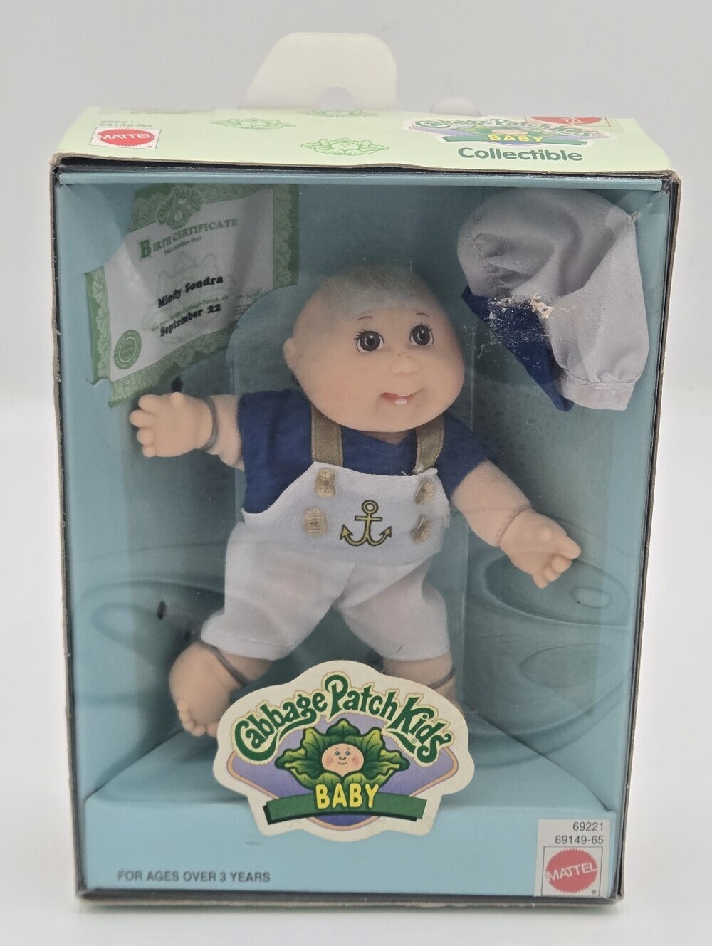 Vintage 1997 Mattel Cabbage Patch Kids 4” Baby Doll Mindy Sondra DOB Sept 22